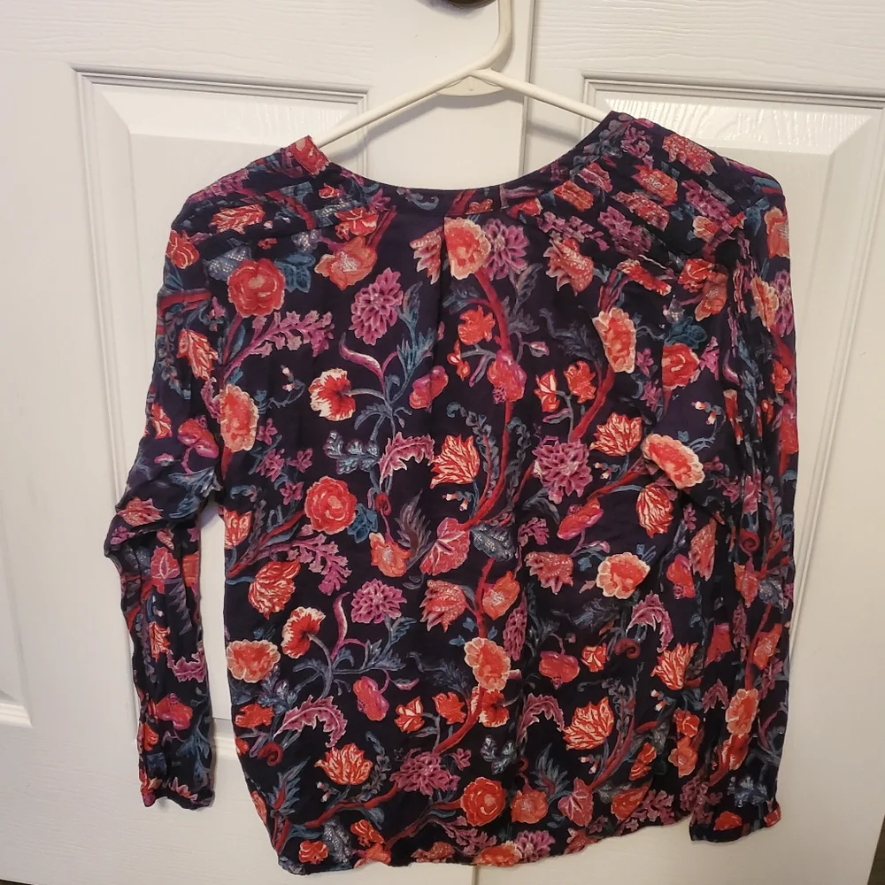 Lucky Brand Boho floral long sleeve Peasant top size large - Picture 5 of 5